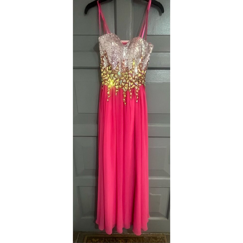 Showtime Collections Pink Strapless Sequin Jeweled Top Gown Formal Prom‎ Wedding